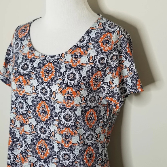 New Anthropologie Priddy by Puella Blue & Orange Print Dress M - Picture 2 of 8